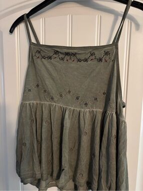 Pol Sage Green Embroidered Top